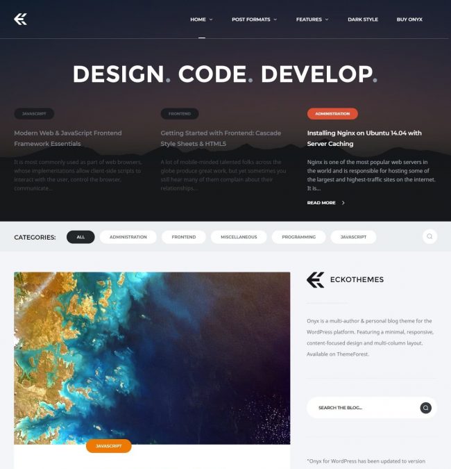 Onyx Blog WordPress Theme